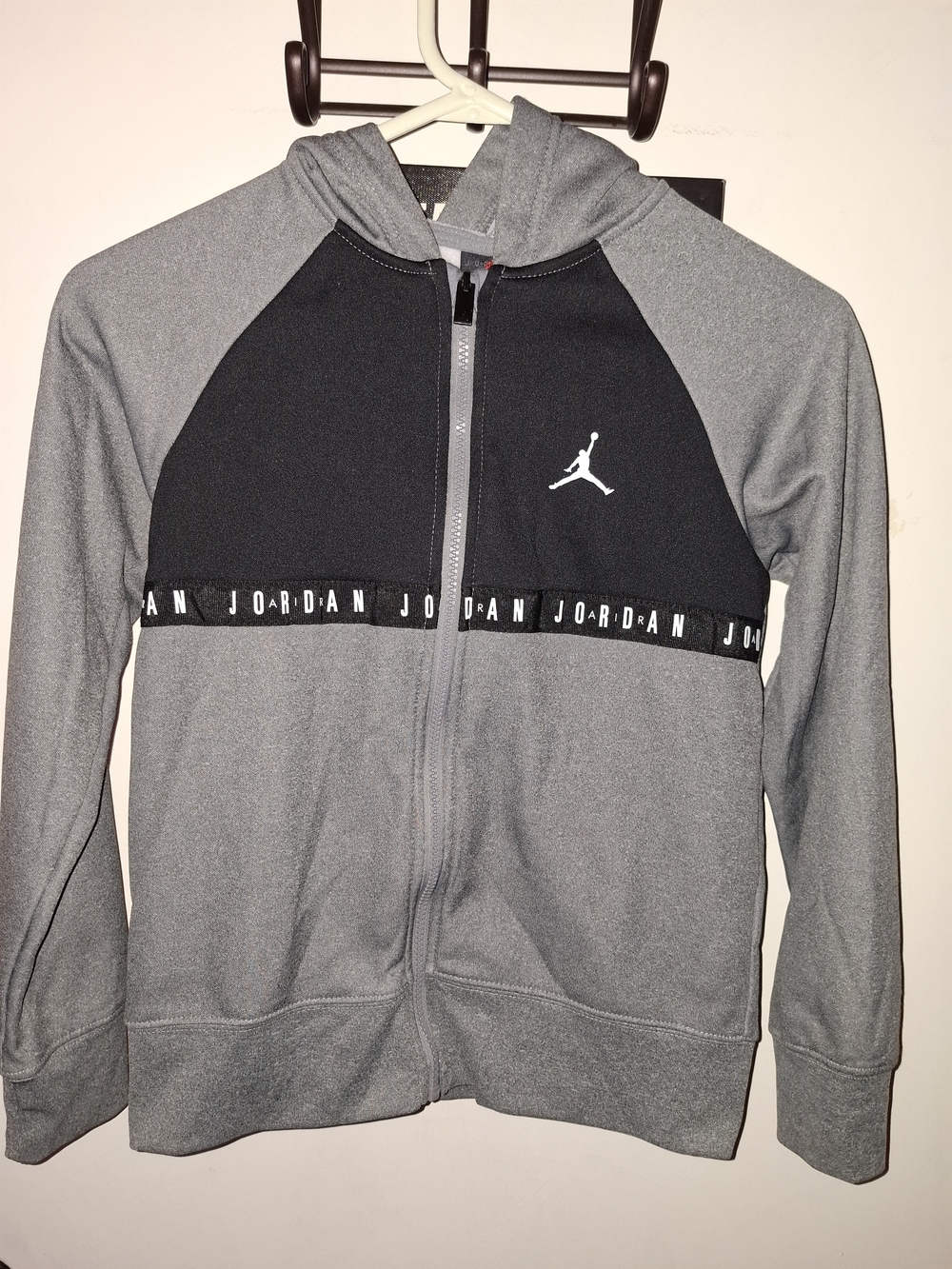 Jordan Jumpman Boys Full Zip Fleece Hoodie Colorblock Gray/Black Size 10